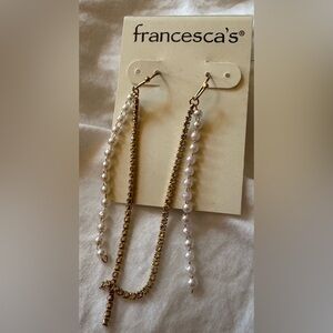 NWT Francesca's Gold and Pearl Multi-Strand Drop Earrings